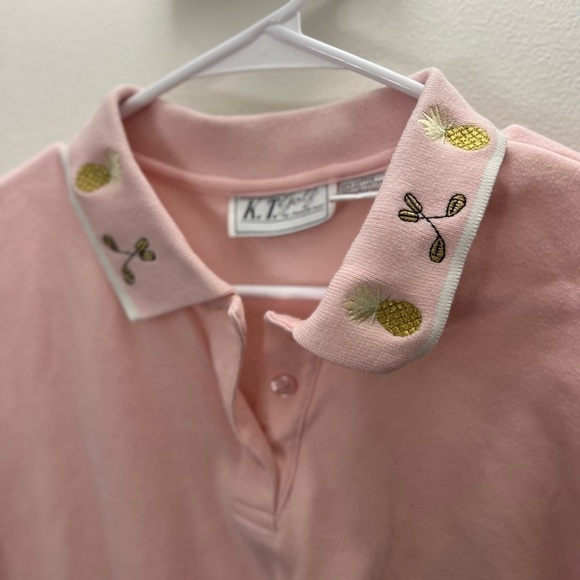 Vintage Women’s Golf & Pineapples Embroidered Pink Polo Size L - Picture 3 of 6